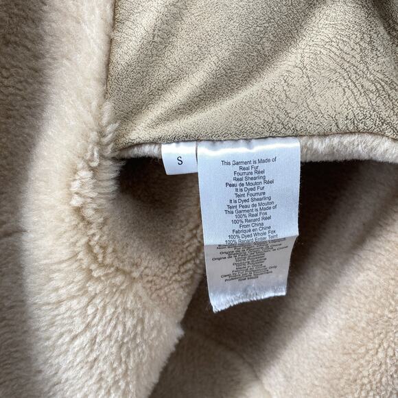 LA FIORENTINA Jacket Women S Dyed Fox Fur Shearling Coat Hooded Reversible Beige - Picture 11 of 16